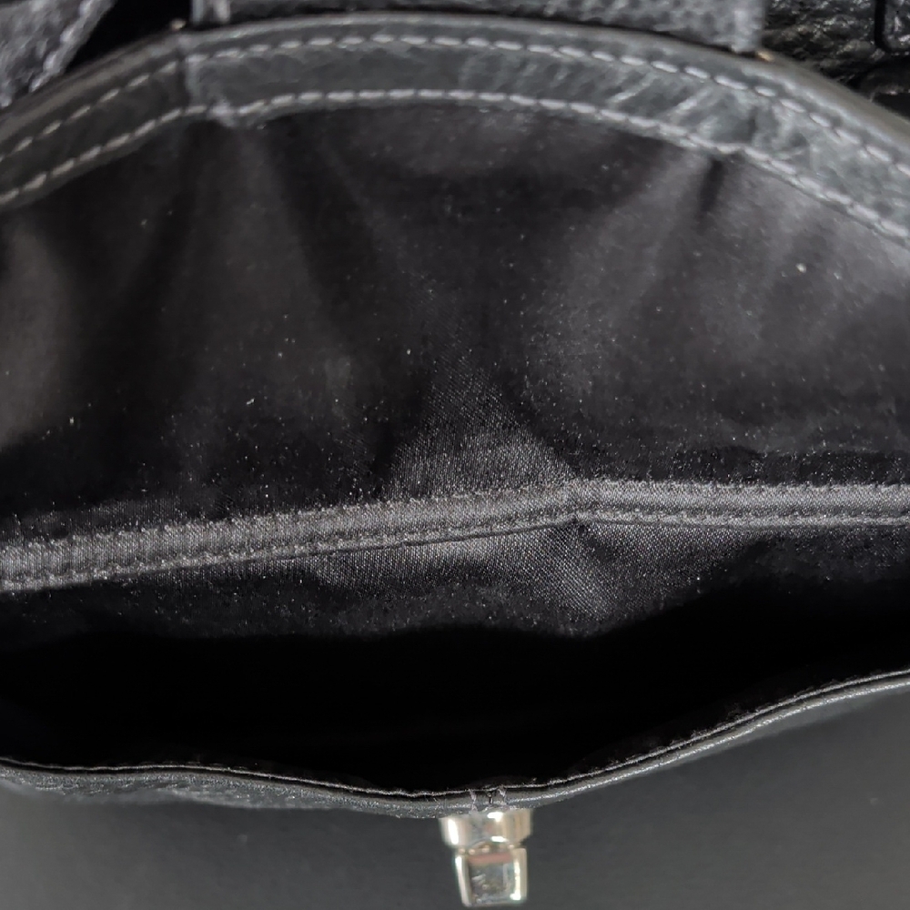 Coach "Penelope" (F19264) Black Pebbled Leather Tote with Turnlock Front Pocket - Picture 6 of 16